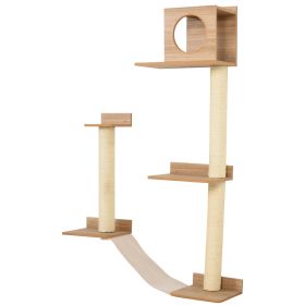 PawHut Multi-Level Kitty Playground: Sisal Scratching Posts, Yellow Condo Activity Center for Cats