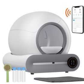 VEVOR 65L Self Cleaning Cat Litter Box with Odor Removal APP Control Sensor Gray