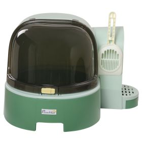 PawHut Cat Litter Box Easy to Clean Open with Scoop, Green