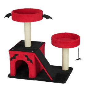 Halloween Cat Climbing Frame Gothic Cat Tree, Cat Tower With Spacious Cat Condo, 2 Padded Perches, Spider Toy, Scratching Posts, Scratching Ladde (Option: Red and black)