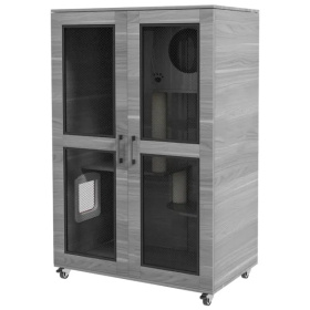 Cat Villa, Cat Apartment With Wheels (Color: Grey)