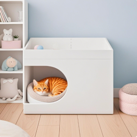 Multifunctional Cat Station, Suitable For Small And Medium Cats, Used In Living Room Bedroom, Cat House, Cat Bed (Option: Creamy White)